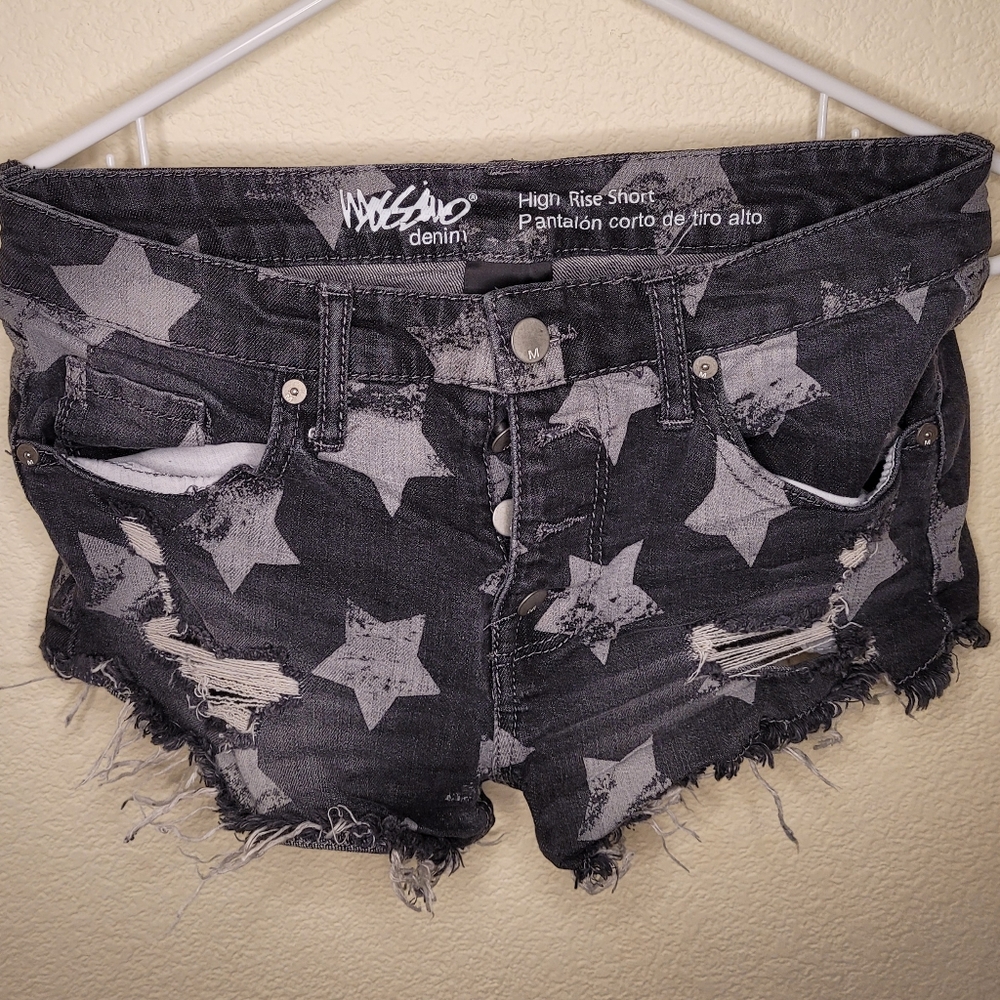 Massimo ripped distressed star design shorts